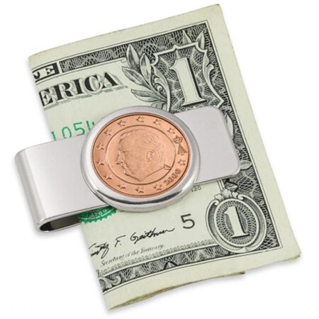 Upm Global Belgium King Albert II Five Cent Euro Coin Silvertone Money Clip 12560